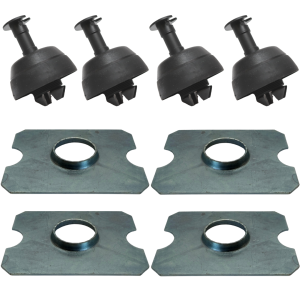 4x Jacking Point Reinforcement Plate + Rubber Plug Set (for Mercedes W124 / W210 E-Class)
