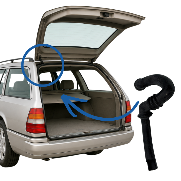 Hose for routing cables between the roof frame and the rear door (for the Mercedes S124 E-Class Estate)